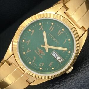 Vintage 1978 Citizen Automatic Mens Gold Watch W/daydate & Arabic accents